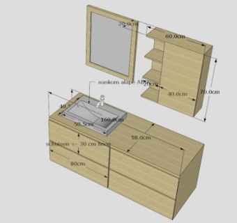 橡木浴室家具柜架SU模型下载_sketchup草图大师SKP模型