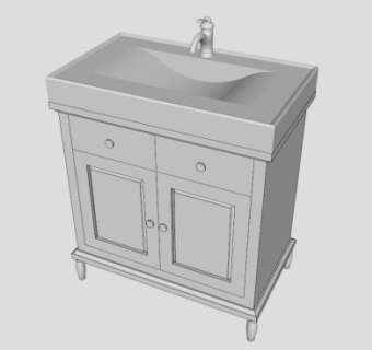 简欧白色浴室柜SU模型下载_sketchup草图大师SKP模型