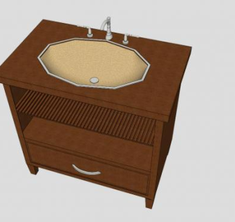 浴室盥实木柜洗台SU模型下载_sketchup草图大师SKP模型