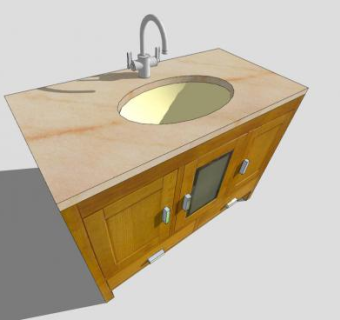 实木水槽浴室柜SU模型下载_sketchup草图大师SKP模型
