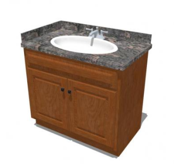 大理石实木柜架梳妆台SU模型下载_sketchup草图大师SKP模型