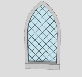 哥特式尖拱窗SU模型下载_sketchup草图大师SKP模型