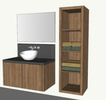 浴室柜架卫浴柜SU模型下载_sketchup草图大师SKP模型