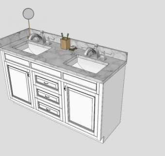 浴室盥洗台大理石柜架SU模型下载_sketchup草图大师SKP模型