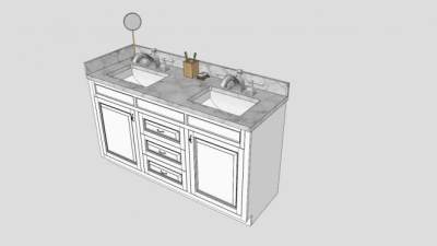 浴室盥洗台大理石柜架SU模型下载_sketchup草图大师SKP模型