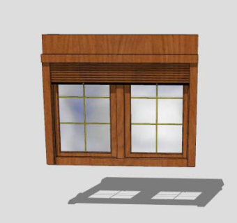 铰链木制百叶帘窗SU模型下载_sketchup草图大师SKP模型
