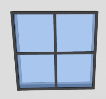田字形金属窗SU模型下载_sketchup草图大师SKP模型
