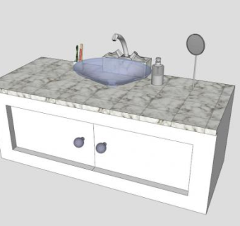 大理石浴室水槽柜架SU模型下载_sketchup草图大师SKP模型