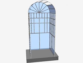凸拱形玻璃窗SU模型下载_sketchup草图大师SKP模型