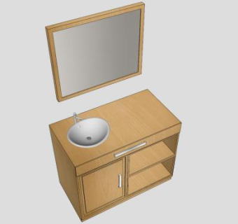 浴室水槽镜子水龙头架SU模型下载_sketchup草图大师SKP模型