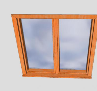 固定型玻璃木窗SU模型下载_sketchup草图大师SKP模型