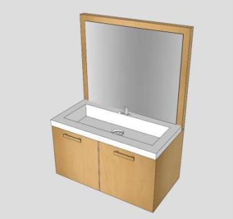 水槽浴室柜水龙头镜子SU模型下载_sketchup草图大师SKP模型