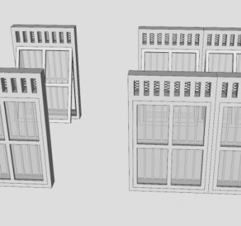 外开上悬窗和护栏SU模型下载_sketchup草图大师SKP模型