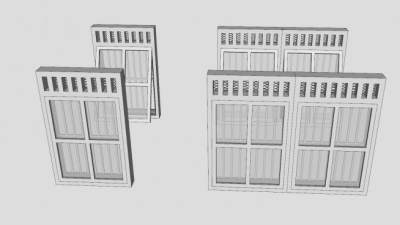 外开上悬窗和护栏SU模型下载_sketchup草图大师SKP模型