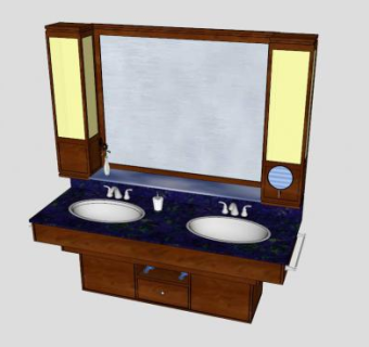 豪华浴室盥洗台SU模型下载_sketchup草图大师SKP模型