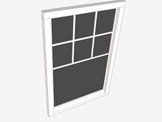 欧式固定型玻璃窗SU模型下载_sketchup草图大师SKP模型