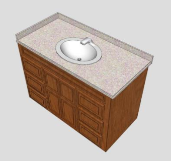 浴室盥洗台实木卫浴柜SU模型下载_sketchup草图大师SKP模型