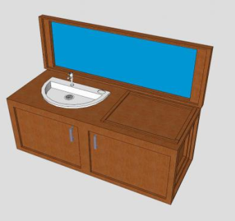 实木台盆浴室柜SU模型下载_sketchup草图大师SKP模型