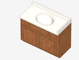 实木柜架浴室盥洗台SU模型下载_sketchup草图大师SKP模型