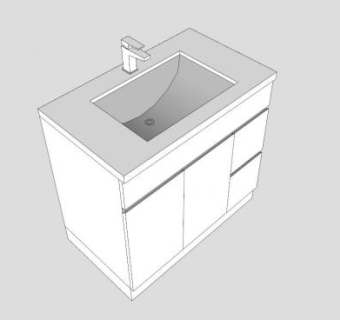 低聚白色浴室梳妆台SU模型下载_sketchup草图大师SKP模型