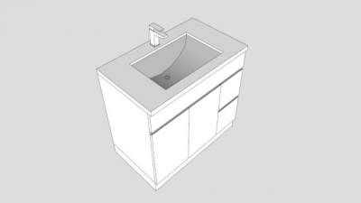 低聚白色浴室梳妆台SU模型下载_sketchup草图大师SKP模型