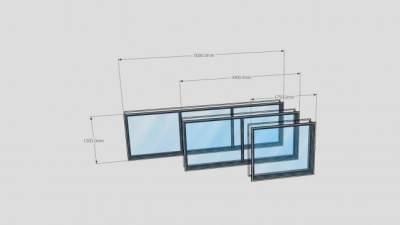 金属钢窗SU模型下载_sketchup草图大师SKP模型