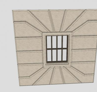 石壁钢窗SU模型下载_sketchup草图大师SKP模型