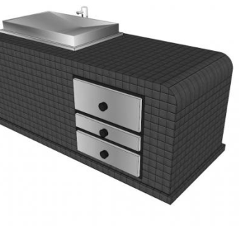 水槽黑色浴室柜架SU模型下载_sketchup草图大师SKP模型