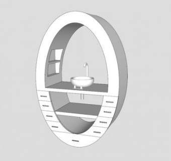 椭圆浴室柜架SU模型下载_sketchup草图大师SKP模型