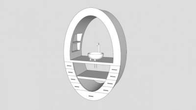 椭圆浴室柜架SU模型下载_sketchup草图大师SKP模型