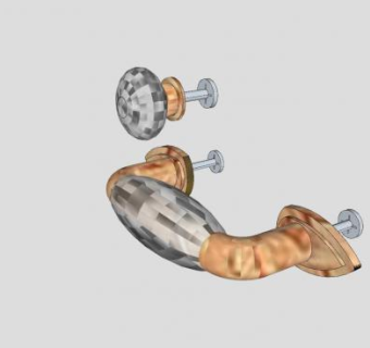 黄铜玻璃旋转把手和拉手SU模型下载_sketchup草图大师SKP模型