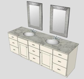 别墅浴室梳妆台SU模型下载_sketchup草图大师SKP模型
