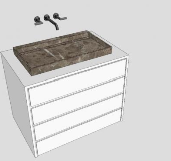 浴室水槽白色浴室柜SU模型下载_sketchup草图大师SKP模型