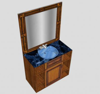 大理石浴室实木柜SU模型下载_sketchup草图大师SKP模型