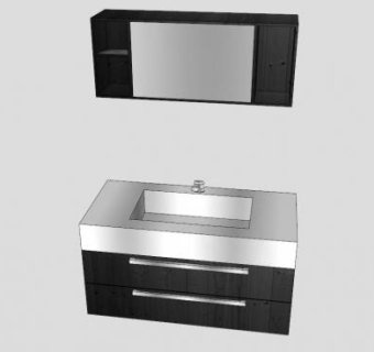 浴室柜水槽镜子卫浴柜SU模型下载_sketchup草图大师SKP模型