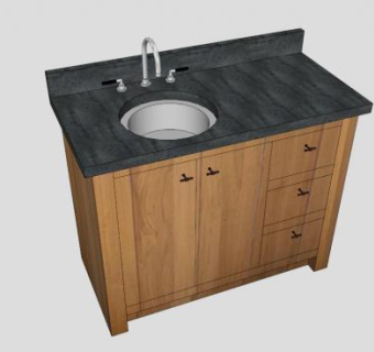 卫生间实木台盆柜架SU模型下载_sketchup草图大师SKP模型