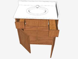 浴室<em>水槽</em>木质柜架SU模型下载_sketchup草图大师SKP模型