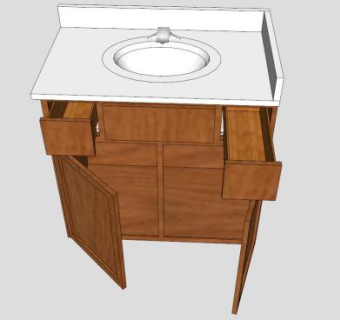 浴室水槽木质柜架SU模型下载_sketchup草图大师SKP模型