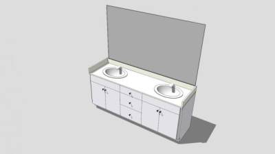 杰克吉尔白色浴室柜SU模型下载_sketchup草图大师SKP模型