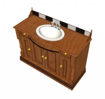 实木老式梳妆台SU模型下载_sketchup草图大师SKP模型