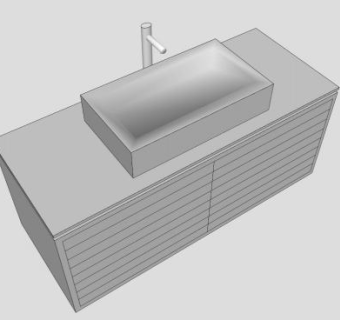 组合式白色梳妆盥洗盆SU模型下载_sketchup草图大师SKP模型