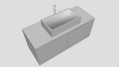 组合式白色梳妆盥洗盆SU模型下载_sketchup草图大师SKP模型