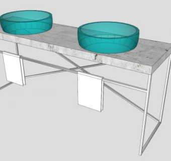 大理石玻璃浴室梳妆台SU模型下载_sketchup草图大师SKP模型