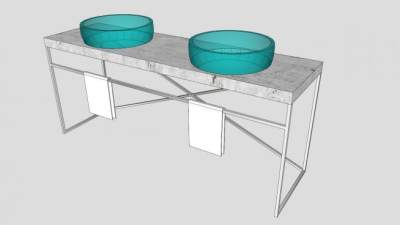 大理石玻璃浴室梳妆台SU模型下载_sketchup草图大师SKP模型