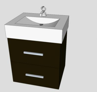 黑色浴室水槽台盆柜架SU模型下载_sketchup草图大师SKP模型