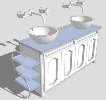 沃尔特水槽浴室柜SU模型下载_sketchup草图大师SKP模型