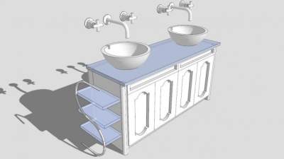 沃尔特水槽浴室柜SU模型下载_sketchup草图大师SKP模型