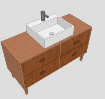 水槽复古浴室柜SU模型下载_sketchup草图大师SKP模型