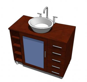 现代复古卫浴柜SU模型下载_sketchup草图大师SKP模型