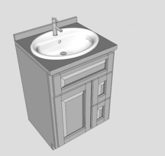洗澡间白色浴室柜SU模型下载_sketchup草图大师SKP模型